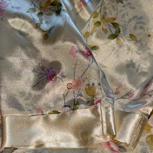 Morgan Taylor Intimates Short Satin Yellow‎ Pastel Floral Nightgown Kimono XL - Picture 7 of 11